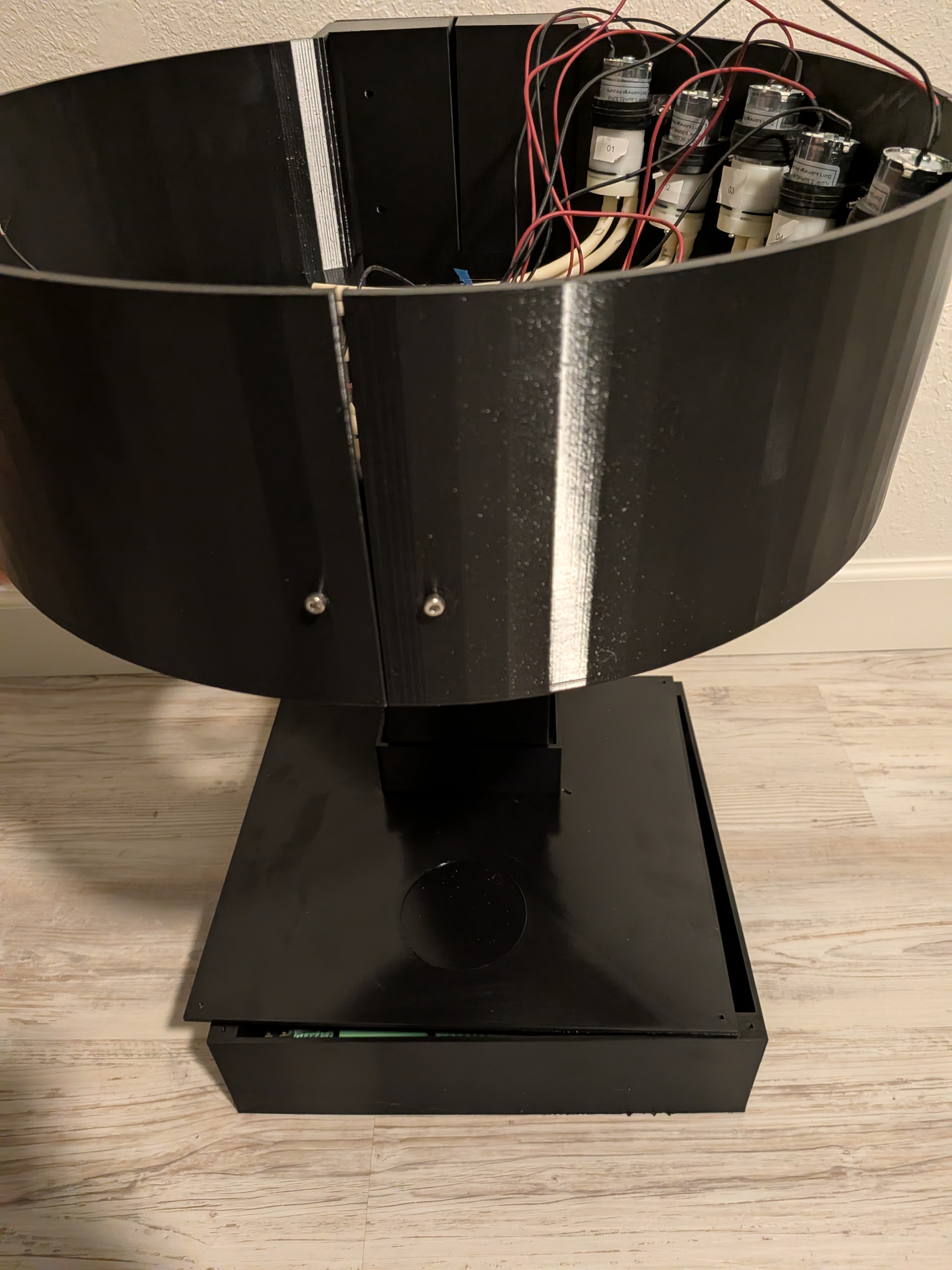 3D-printed HaloBar enclosure with pumps installed